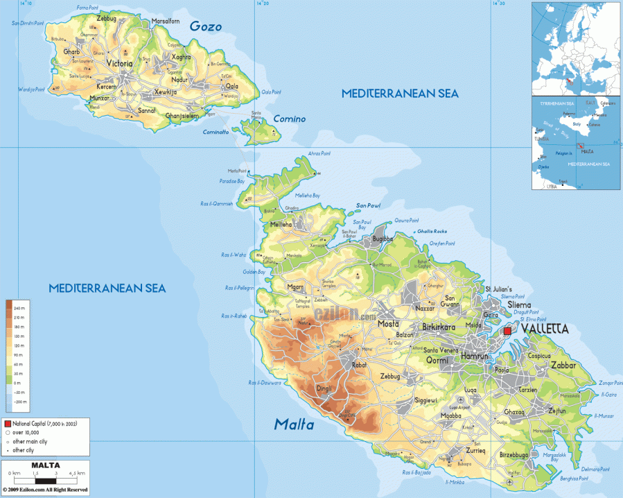 physical-map-of-Malta
